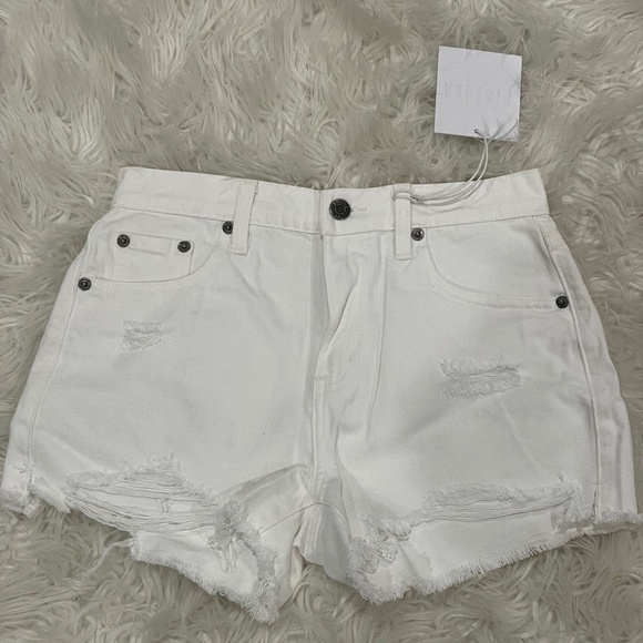 NWT PISTOLA NOVA HIGH RISE CUT OFF WHITE SHORTS SZ 24